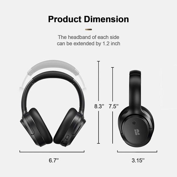 Bluetooth Headphones, Hybrid Active Noise Cancelling Wireless Headphones Over Ea - Picture 9 of 9